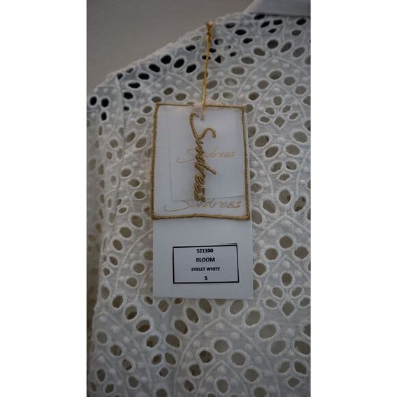 Sundress S21100 Women's Sz S Eyelet White Bloom Mini Collar Dress $190 - Picture 6 of 9